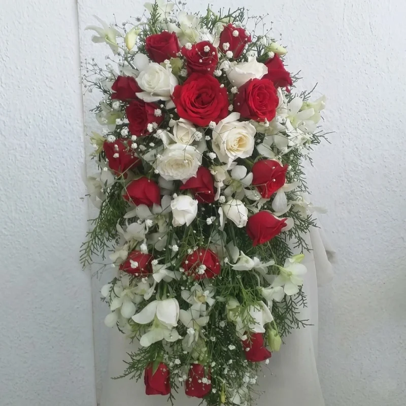 Hanging Bridal Bouquet Red And White Roses