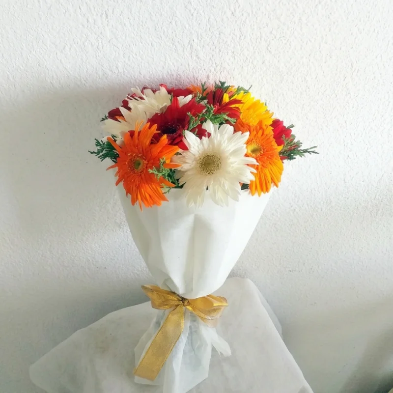 10 Mixed Gerbera In Paper Wrap