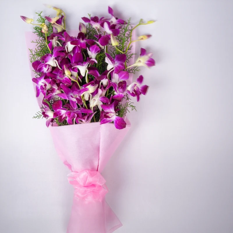 10 Purple Orchids Bunch