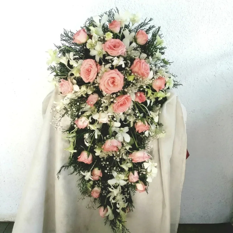 Hanging Bridal Bouquet White Orchids And Roses